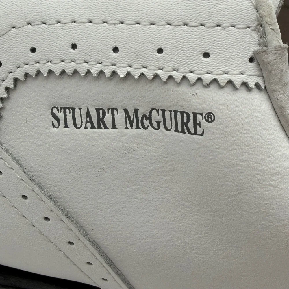 Stuart McGuire Mens White Leather Wingtip Golf Shoes Spiked 0712‎ W Size 10.5W